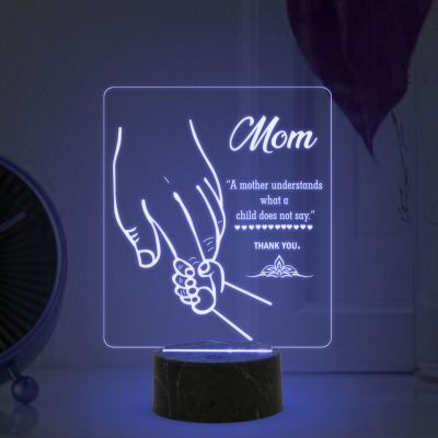 Mom Engraved Led Night Lamp with Automatic Color Changing Light Gift for Mom Birthday & Mothers Day